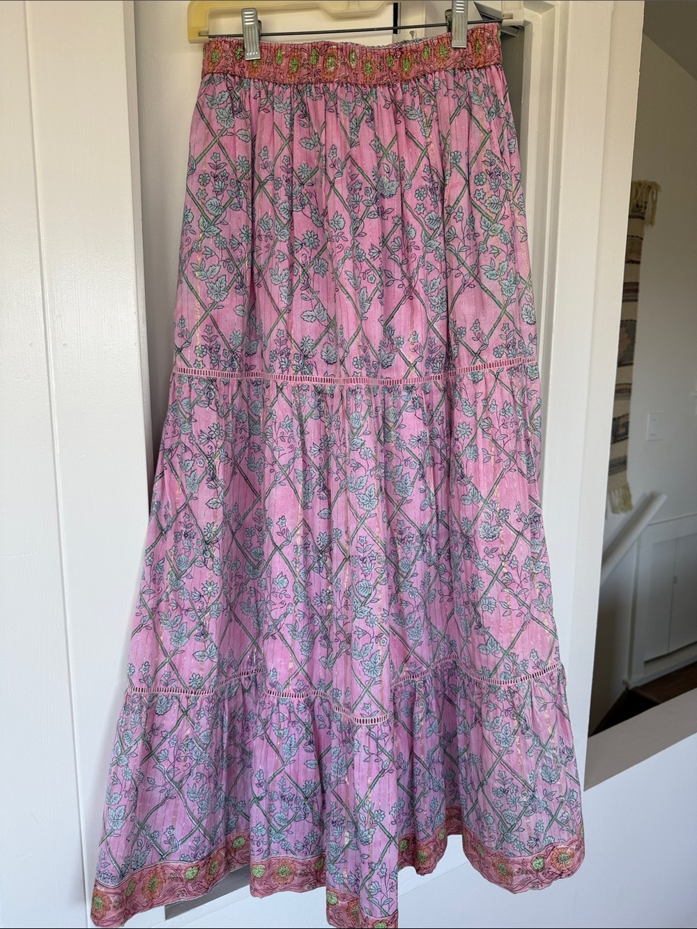 Clara the Label Pink Floral Tiered Maxi Skirt